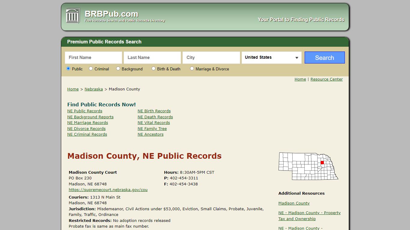 Madison County Public Records | Search Nebraska Government ...