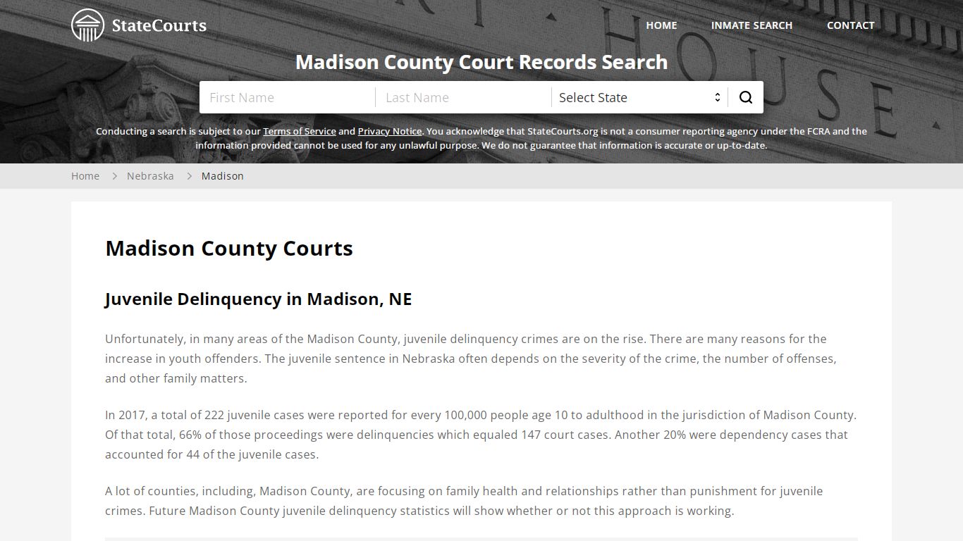 Madison County, NE Courts - Records & Cases - StateCourts